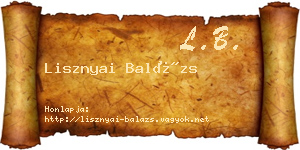 Lisznyai Balázs névjegykártya